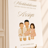 Welkomstbord Geboorte - Family Illustration