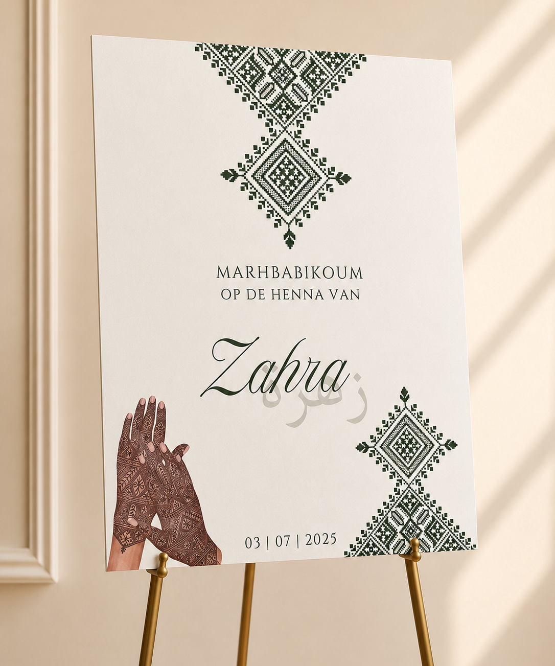 Welkomstbord Henna - Henna hands