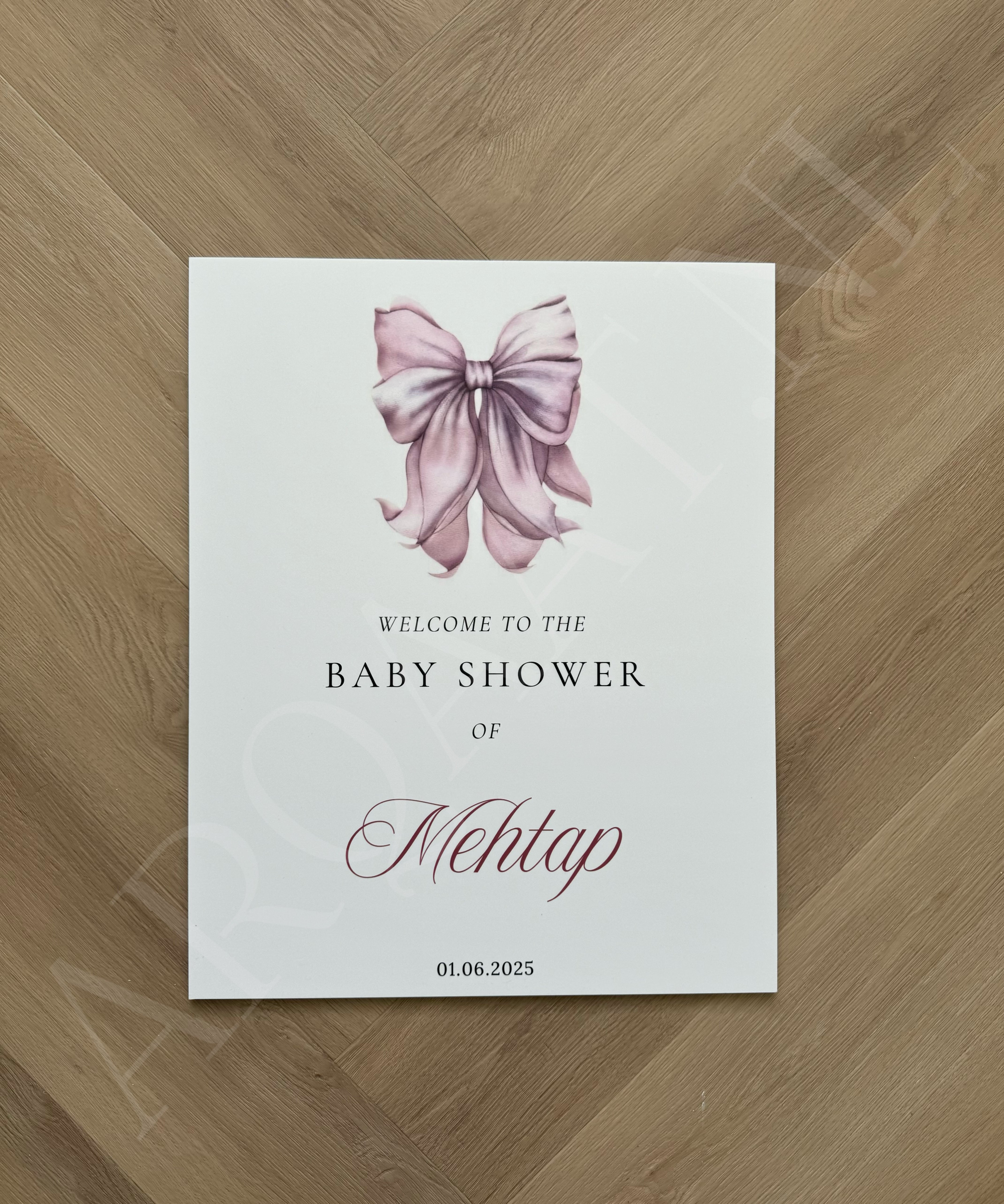 Welkomstbord  Babyshower - Purple bow