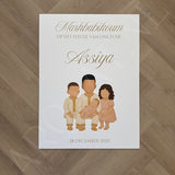 Welkomstbord Geboorte - Family Illustration
