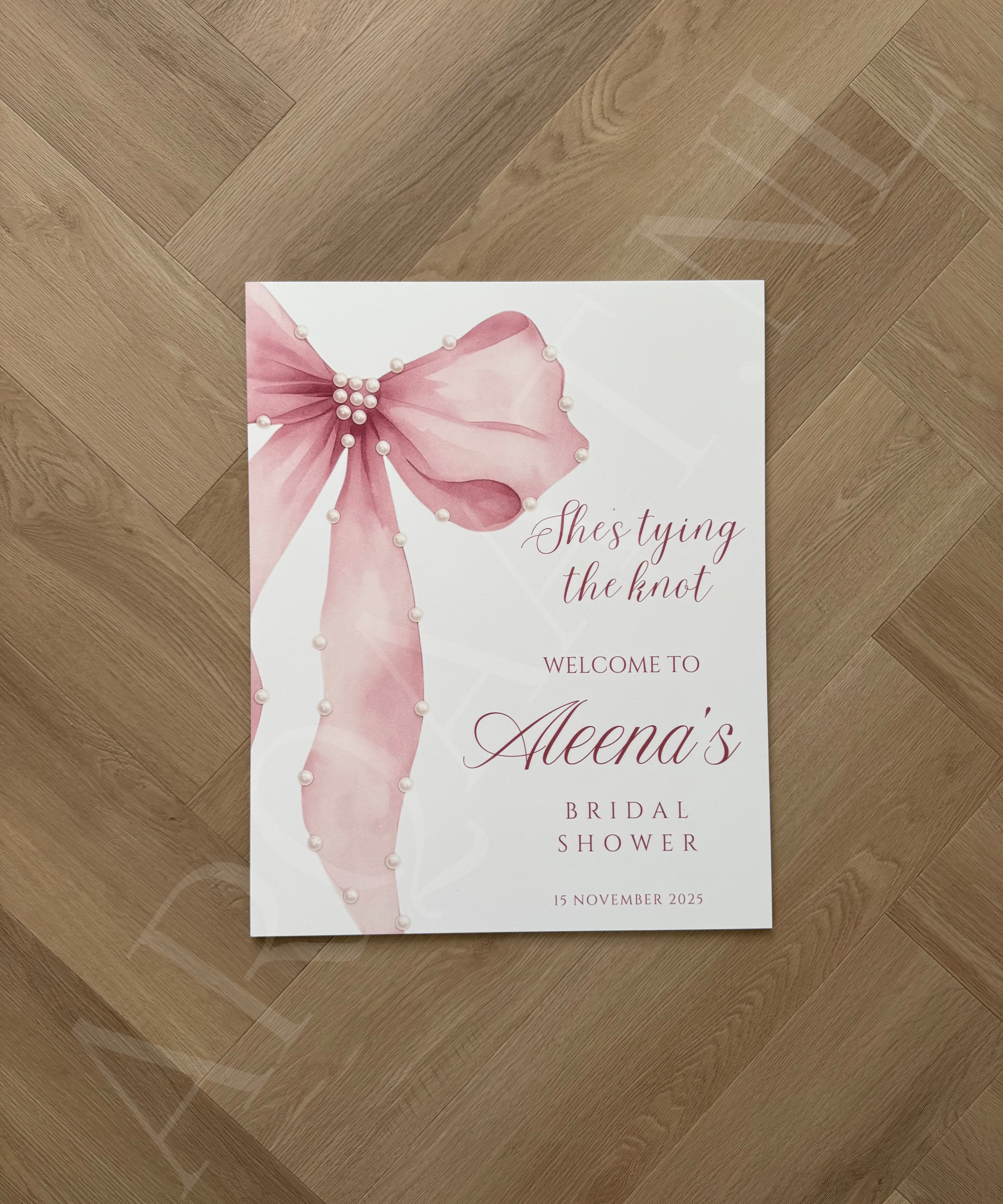 Welkomstbord  Bridalshower - Pearl Bow