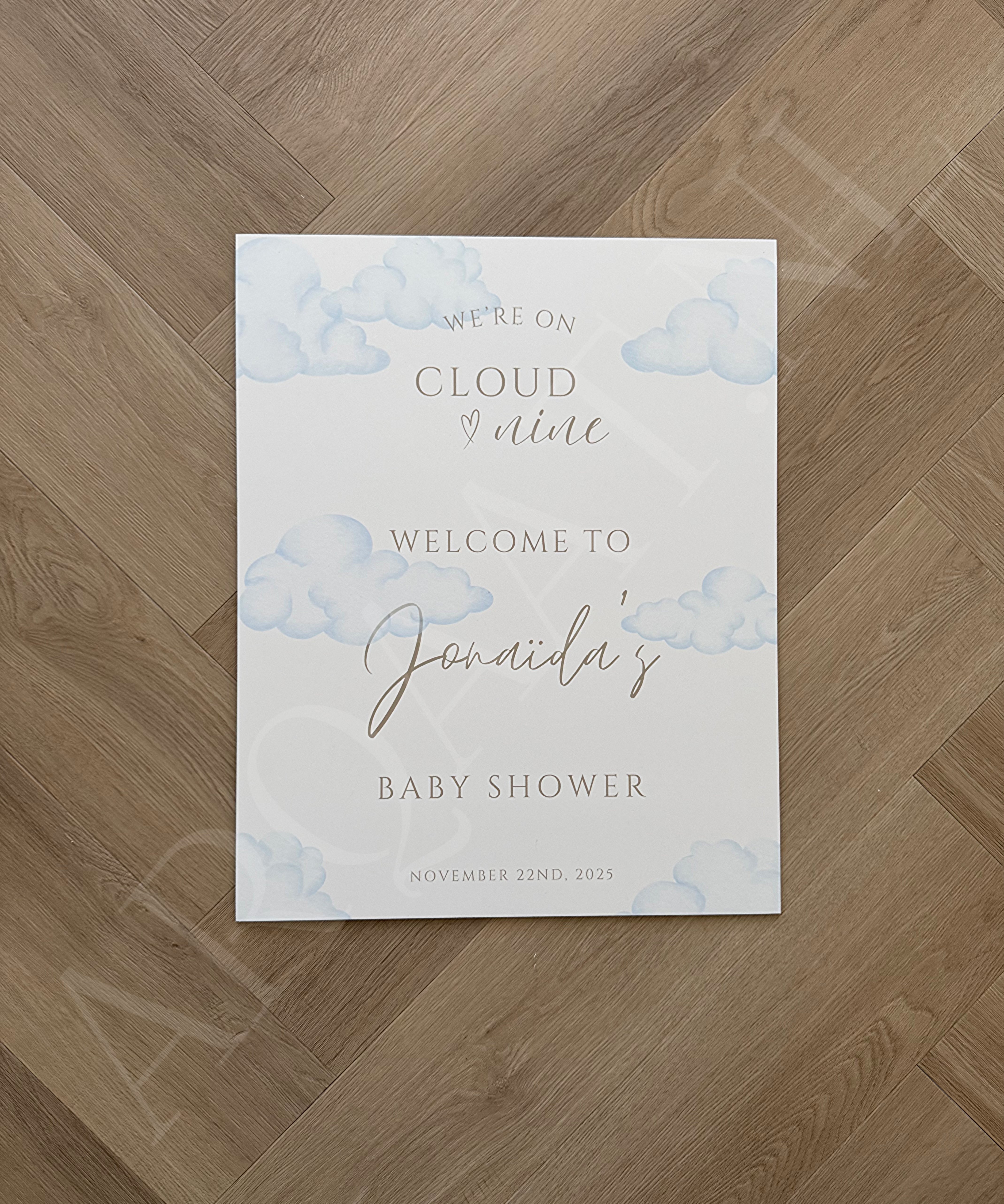 Welkomstbord  Babyshower - Cloud Nine