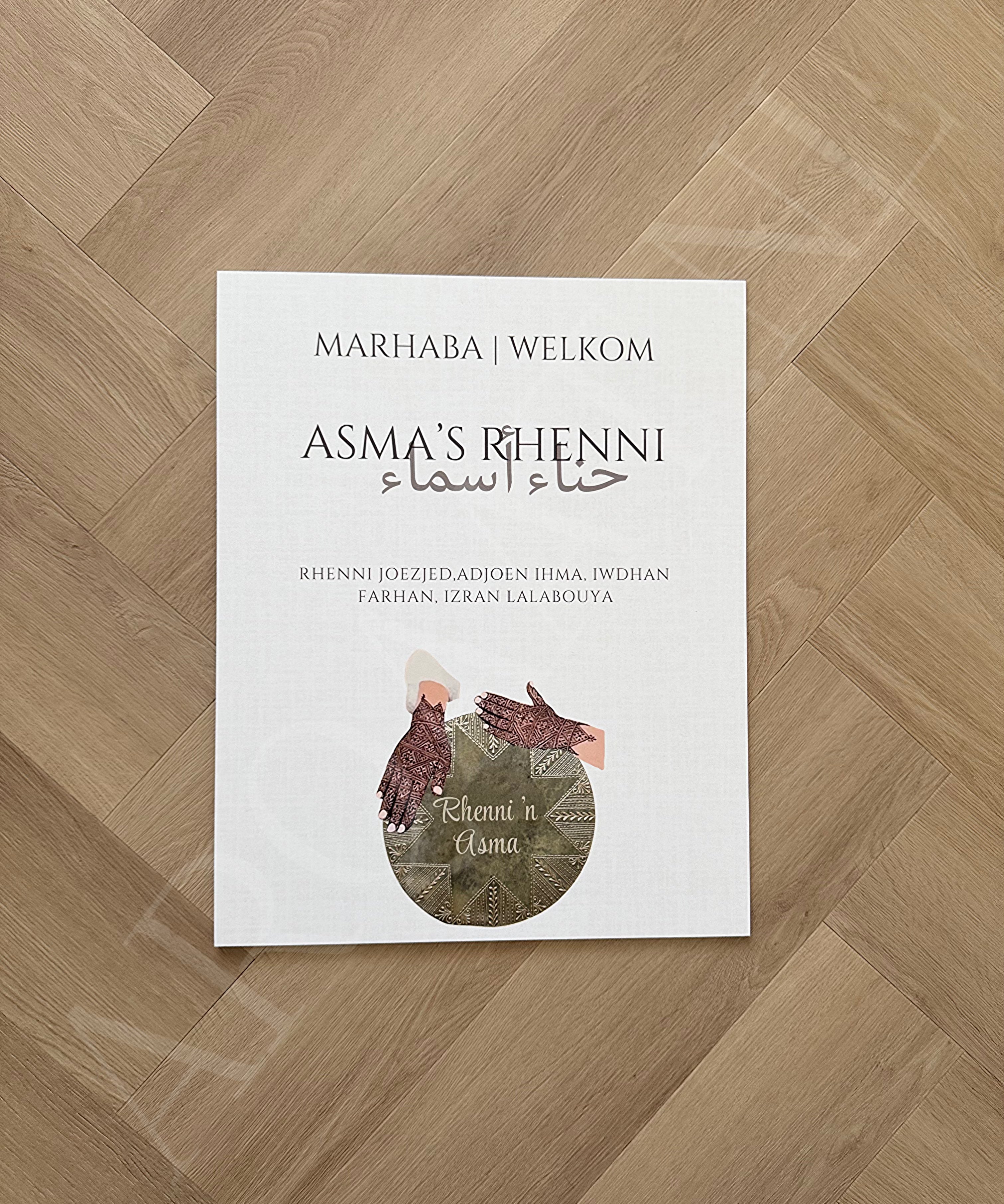 Welkomstbord Henna – Heritage Hands